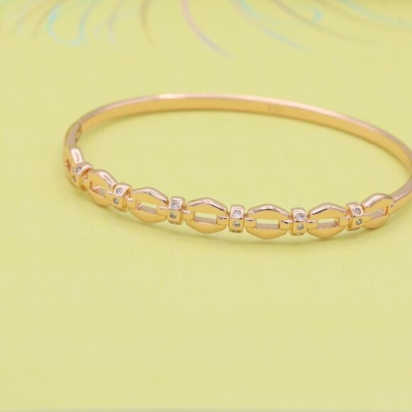 Elegant Linked Design Rose Gold Bangle with Sparkling Accents, XPBL0439 - Picture 5 of 11